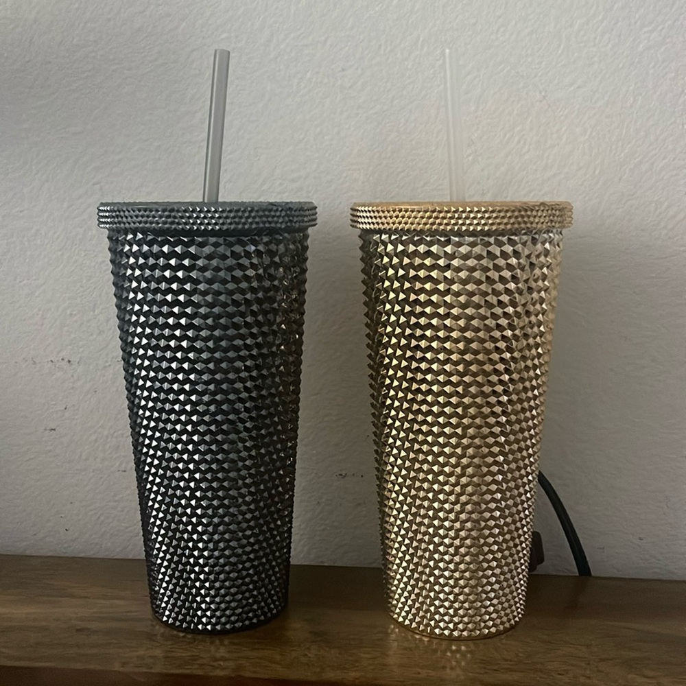 Grey and gold cups